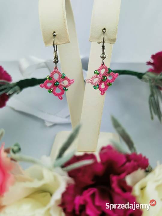 Kolczyki frywolitkowe Wiśniowa