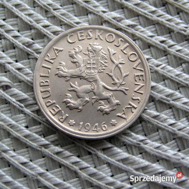 Czechosłowacja 1 Korona 1946r Miedzionikiel Kalisz