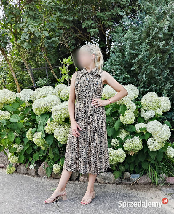 Vintage sukienka lata 90 boho S 36 Katies retro brązowy/beżowy Szczecin