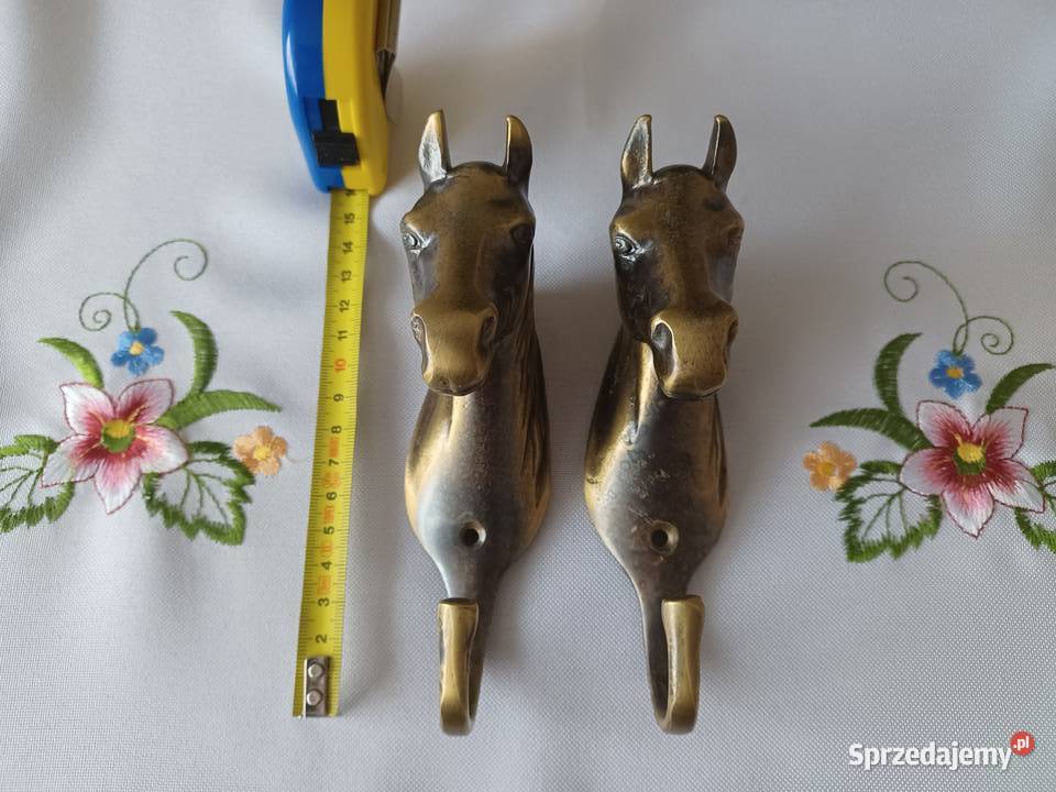 Głowa konia Mosiężny masywny wieszak Kolekcja Poznań