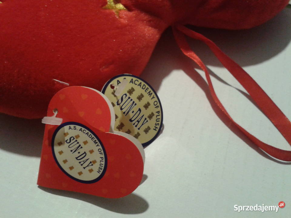 SERCE pluszowe czerwone ze SŁONIKIEM 30 na czerwony Wołczyn