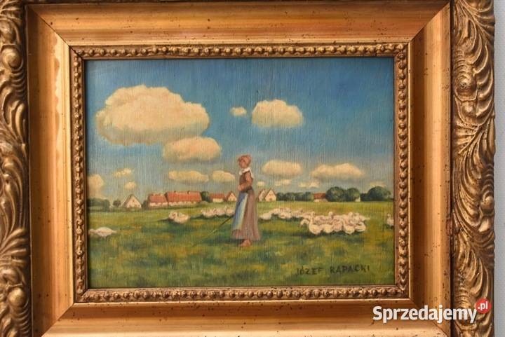 Józef Rapacki Pejzaż Polskiej Wsi Gęsiarka Kraków sprzedam