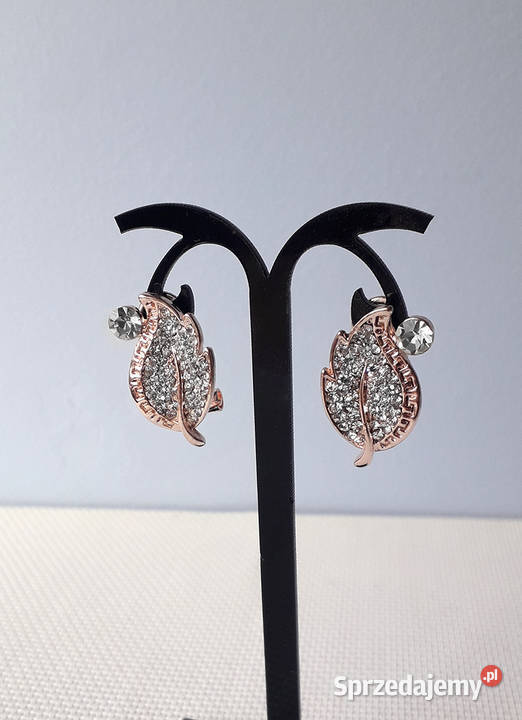 Kolczyki pozłacane Liść z cyrkoniami Biżuteria dla Pań Łódź
