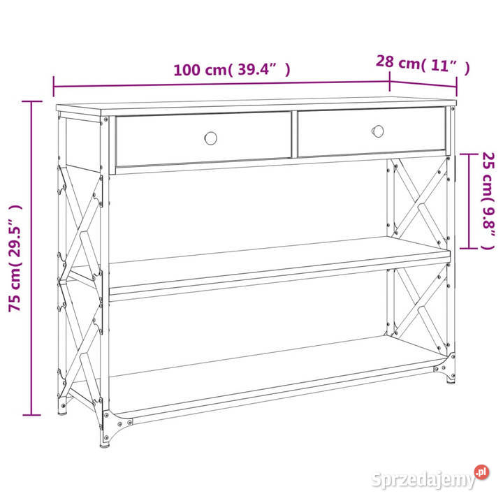 Stolik konsolowy przydymiony dąb 100x28x75 Stoły Warszawa sprzedam