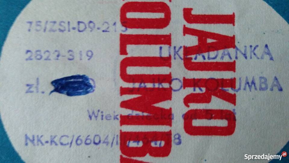 JAJKO KOLUMBA układanka tangram lata 70 pamiątka Warszawa