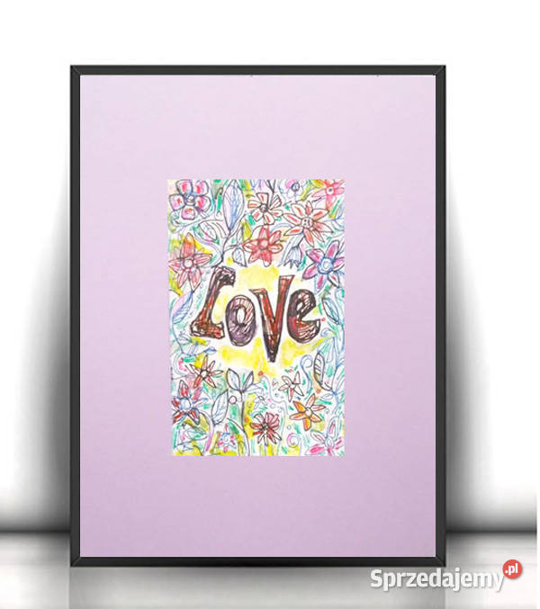 love obrazek A4 mały plakat love pastelowy Bydgoszcz