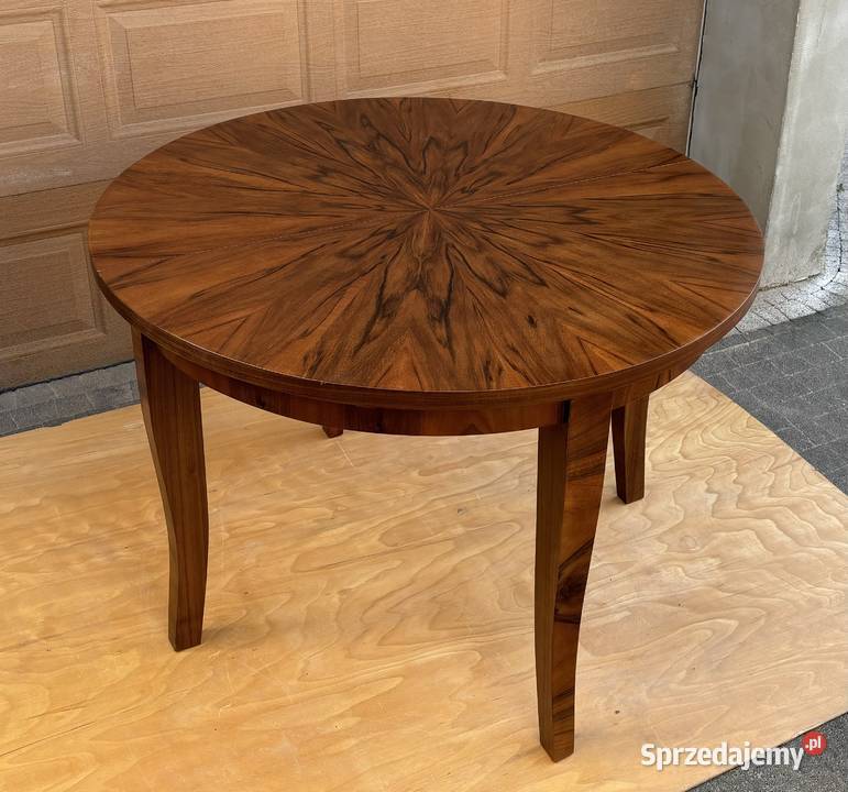 Stół Okrągły Orzech 118 ARTDECO Rozkładany Antyk Warszawa
