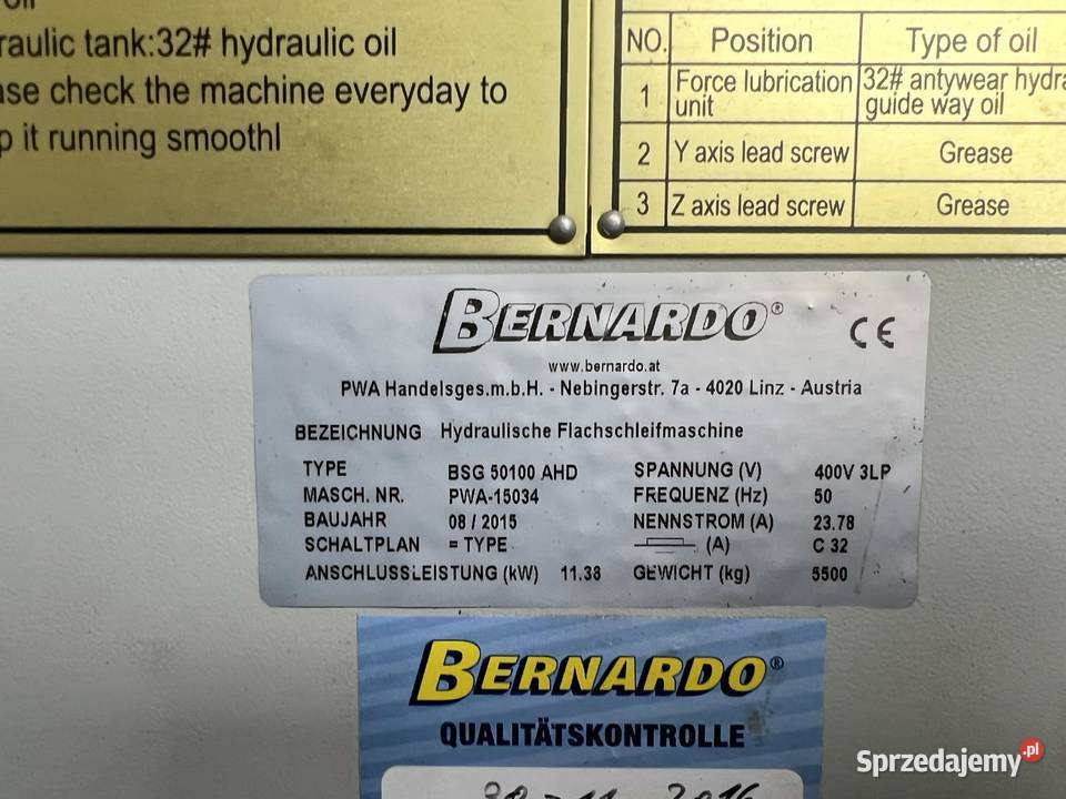 Szlifierka do płaszczyzn Bernardo BSG 50100 AHD Teresin