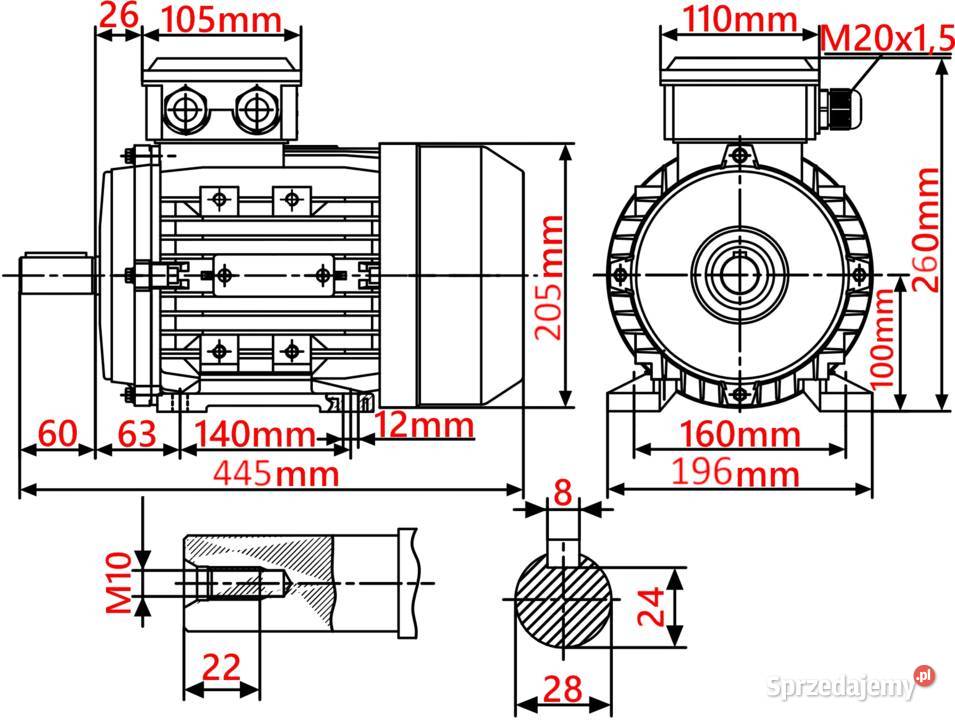 SILNIK ELEKT 22kW 230V 1430obr 1Fazowy Hydraulika Solec Kujawski sprzedam