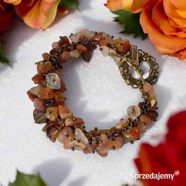 Bransoletka miedziana z naturalnych kamieni Kozienice sprzedam
