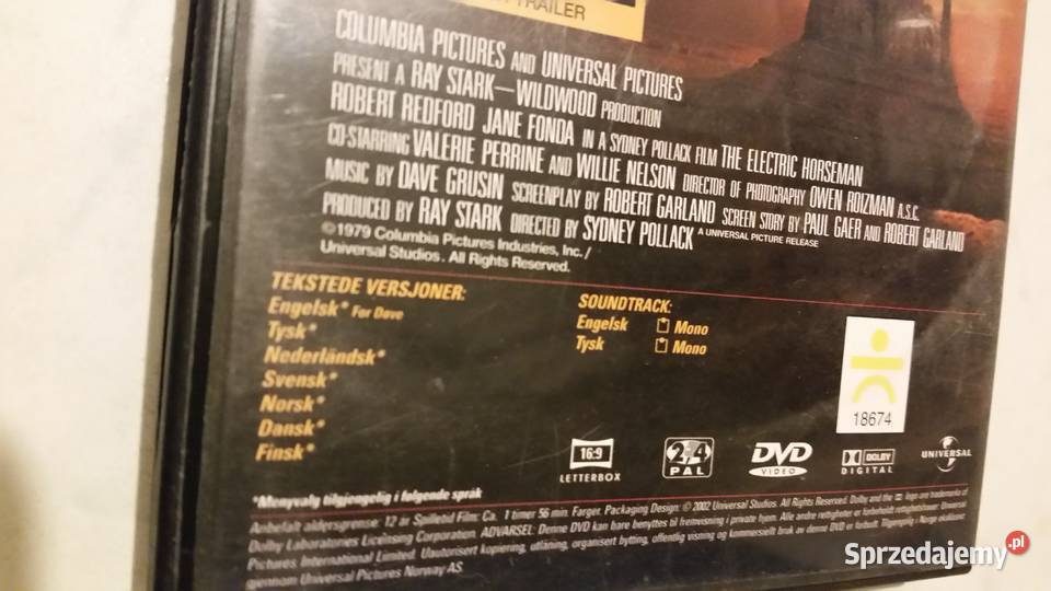 Film THE ELECTRIC HORSEMAN 1979 Columbia dvd lubelskie Puławy