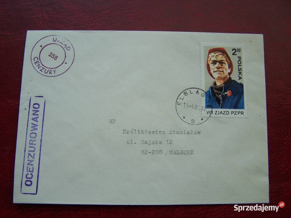Polska Koperta ze stemplem OCENZUROWANO Stan Tychy