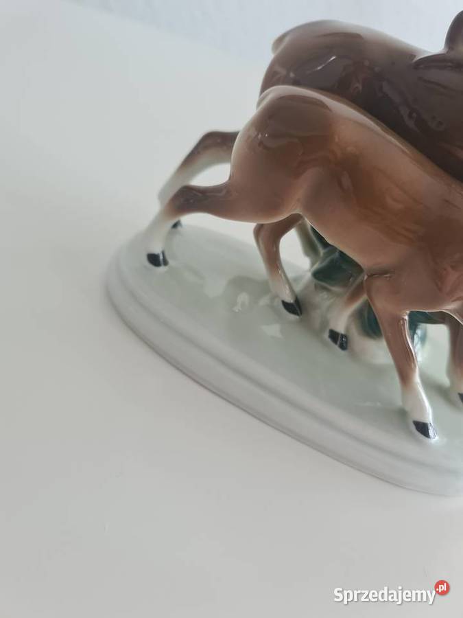 Sygnowana figurka jelenia motyw leśny Gorlice