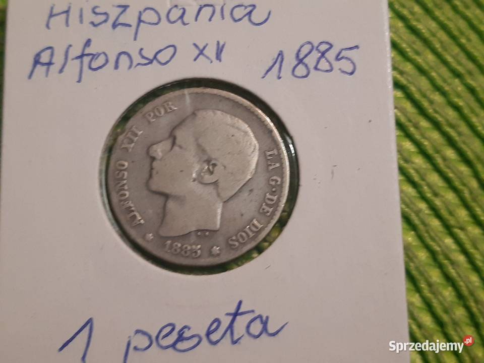 moneta srebrna Hiszpanii z 1885r Łomża