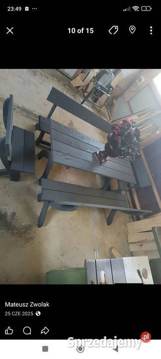 Stół ogrodowy z ławkami Mokrelipie