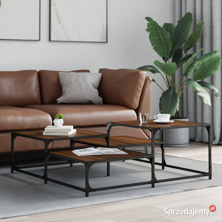 Stolik kawowy brązowy dąb 107x107x40 WM837756 Warszawa
