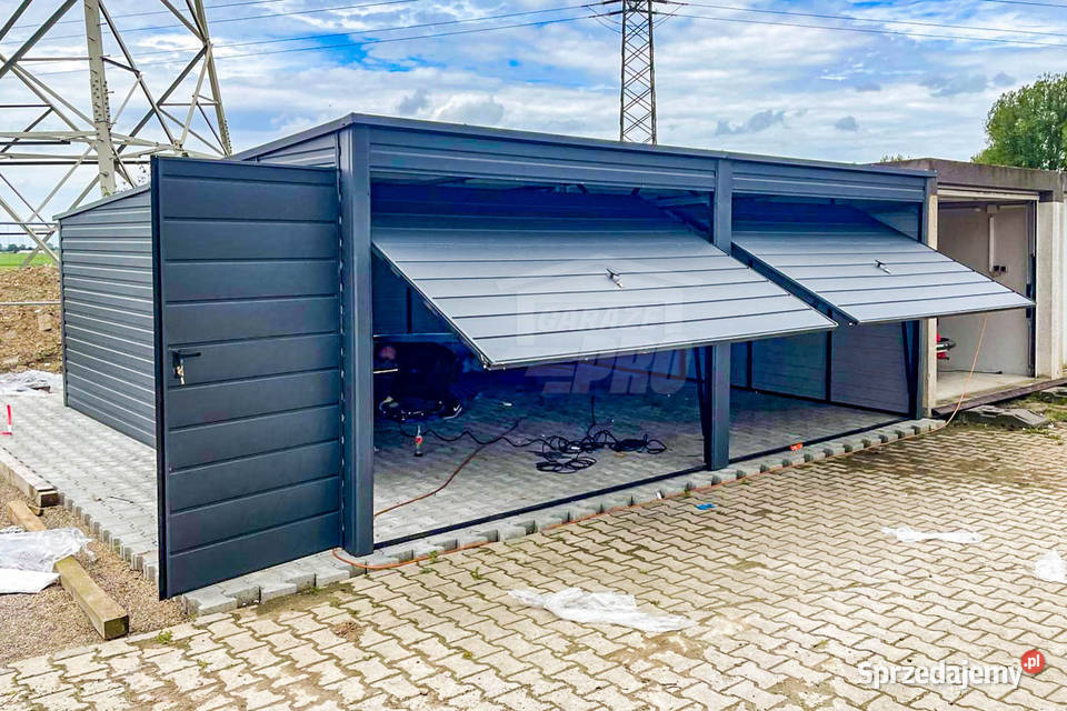 Garaż Blaszany 6x6m 2x Brama Uchylna Drzwi dach Gdańsk