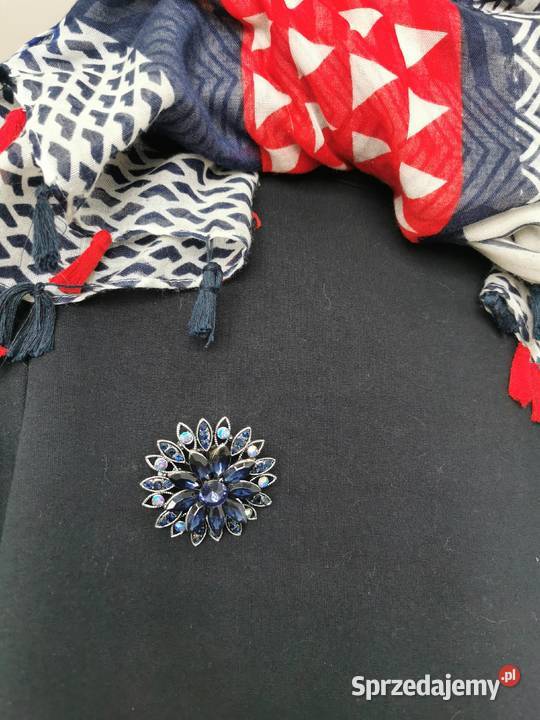 Broszka damska elegancki granatowy kwiat Kraków