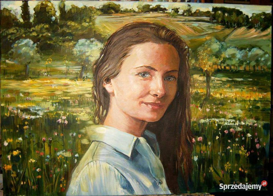 Portret olejny ręcznie wykonany na płótnie Toruń sprzedam