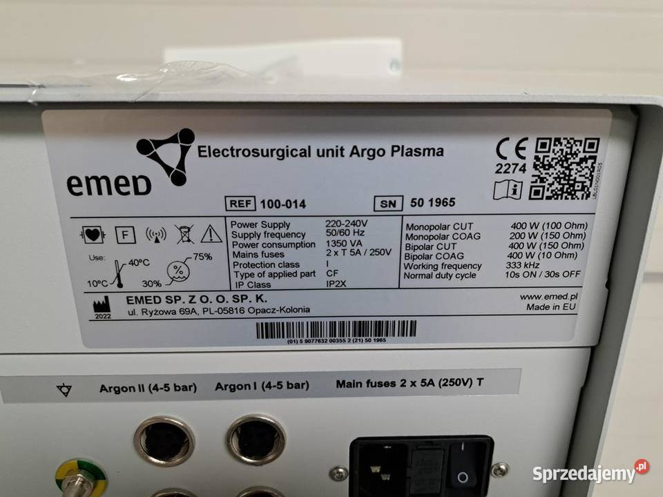 EMED ARGO PLASMA 2022 333kHz plazma argonowa Warszawa