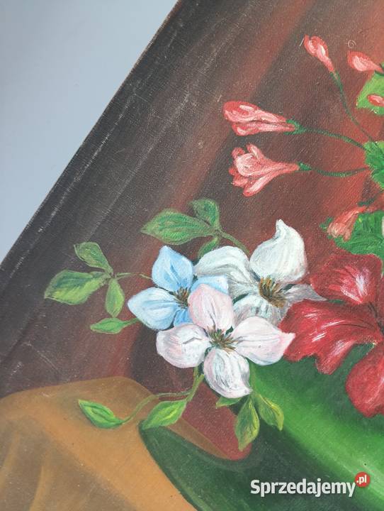 Obraz olejny kwiaty w wazonie styl old money Obrazki i obrazy Warszawa