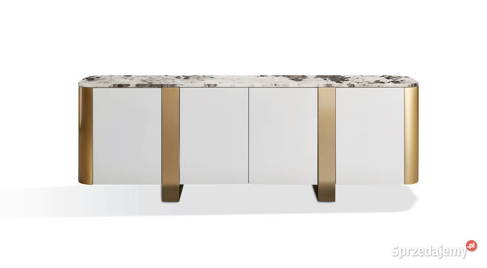Komoda biała złamana biel na złotych nogach Golkowice