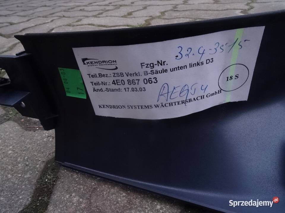 AUDI A8 D3 POSZYCIE SLUPKA LEWE 4E0867063 wielkopolskie Przemęt