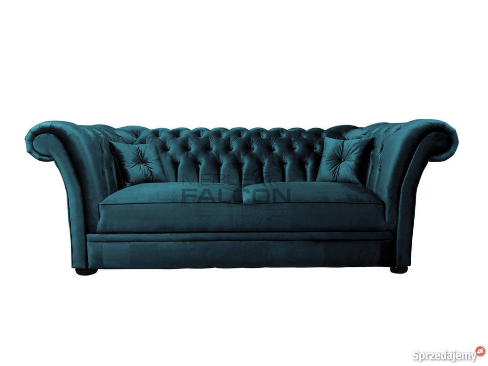 Pikowana sofa Chesterfield Exeter Soft fspania niebieski Kraków sprzedam