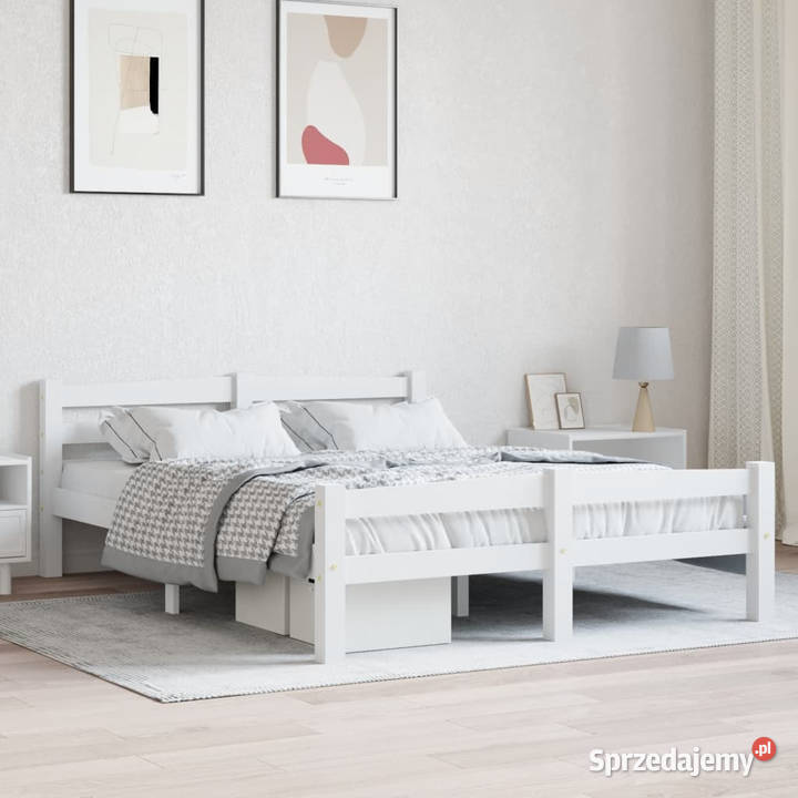Rama łóżka biała lite drewno sosnowe 120 x 200 Warszawa