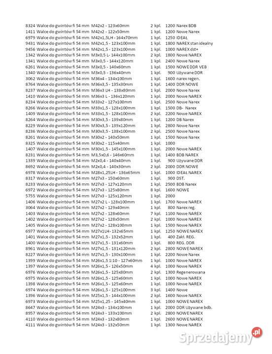 Walce do walcowania gwintów walcarki UPWS8 Kłobuck