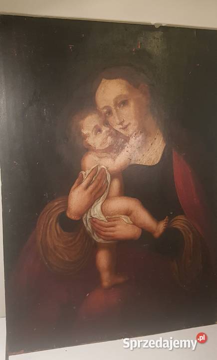 Madonna olej na desce XVIIIXIX wiek Antyki Orneta