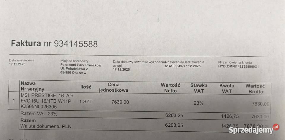 MSI Prestige 16 AI Evo 16 Intel Core Ultra 5 16 Komputery i Akcesoria warmińsko-mazurskie