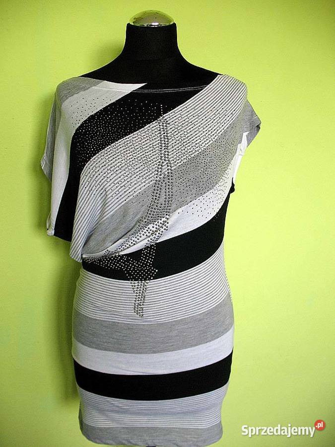 Bluzka mini sukienka kimono dzianina 36 S biust krótki