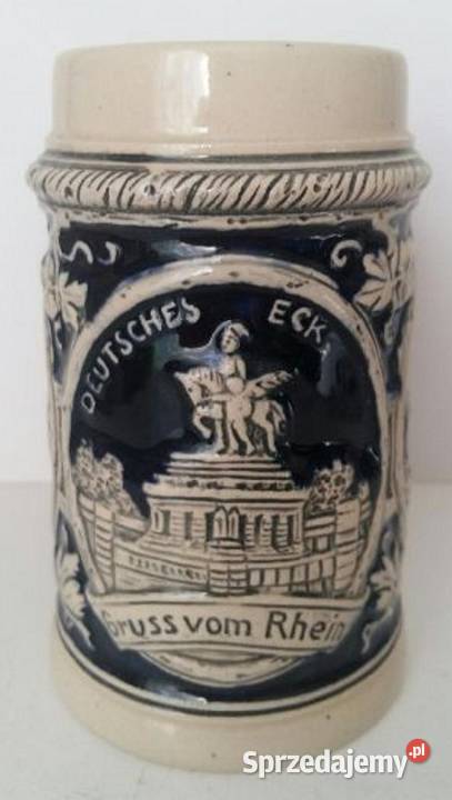 Antyk Kufel do Piwa Kobalt Ciężka CeramikaNiemcy Gdańsk