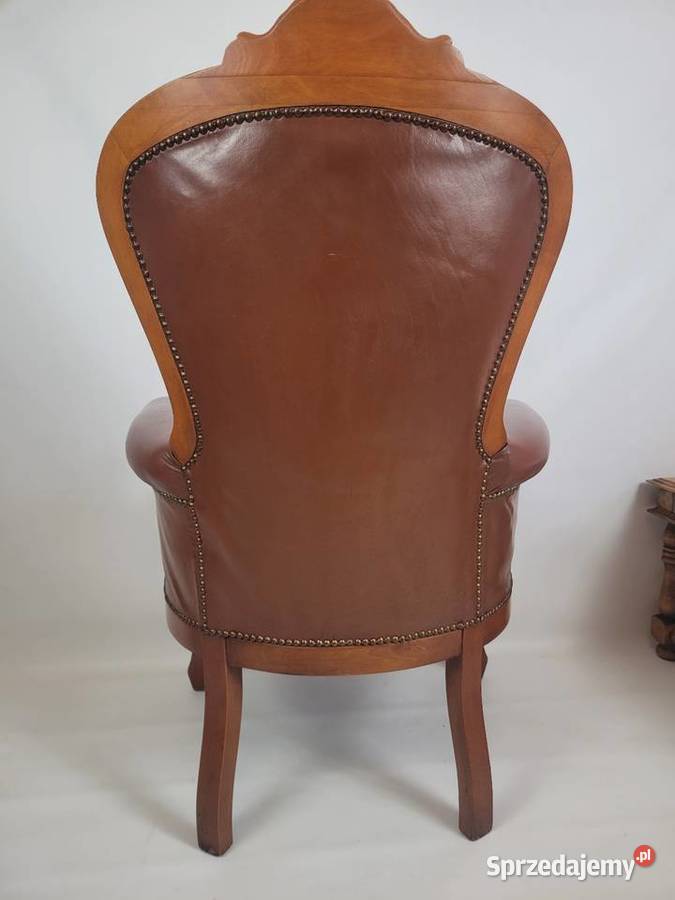 Fotel skórzany w stylu Ludwika Białogard