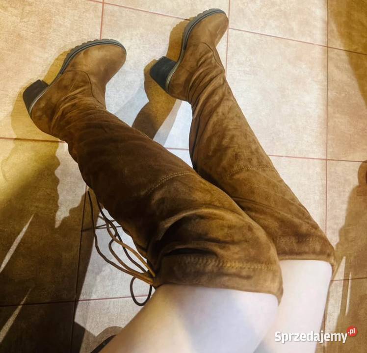 Jesienne długie kozaki skóra ekologiczna Dąbrowa Górnicza sprzedam