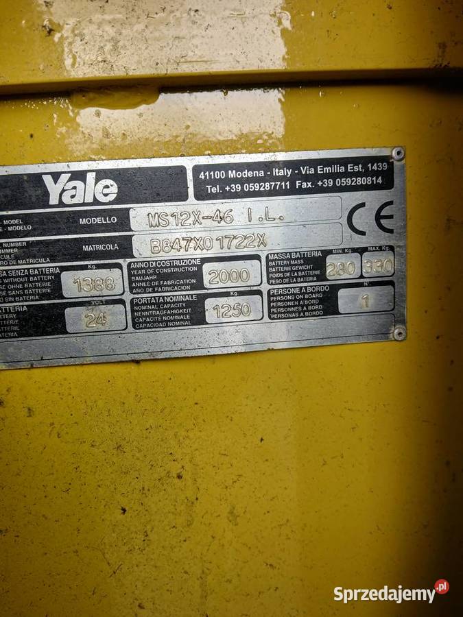 Paleciak elektryczny masztowy Yale MS12x46 46m Wojciechów-Kolonia Piąta