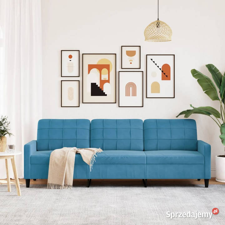 Sofa 3osobowa niebieski 210 obita aksamitem Warszawa