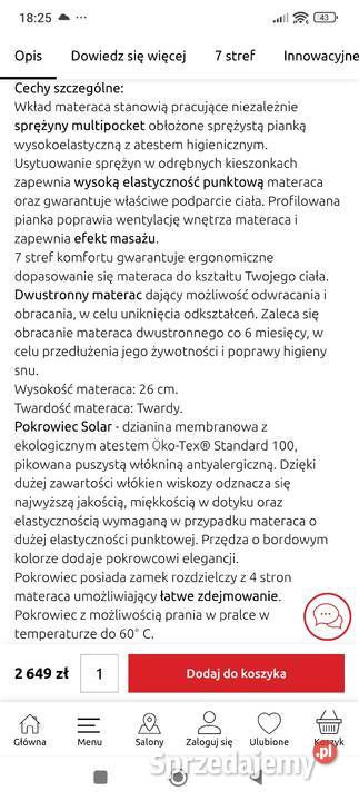 Sprzedam materac nowy 180x200 Gowarczów