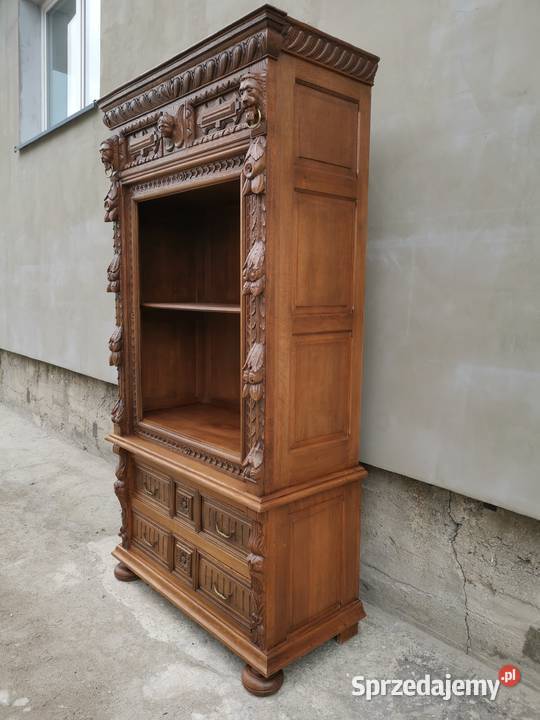 Neorenesansowa biblioteka regał kredens lity dąb dolnośląskie