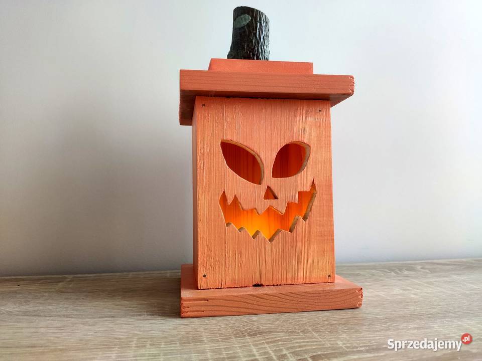 Lampion Halloween Jackolantern drewniany