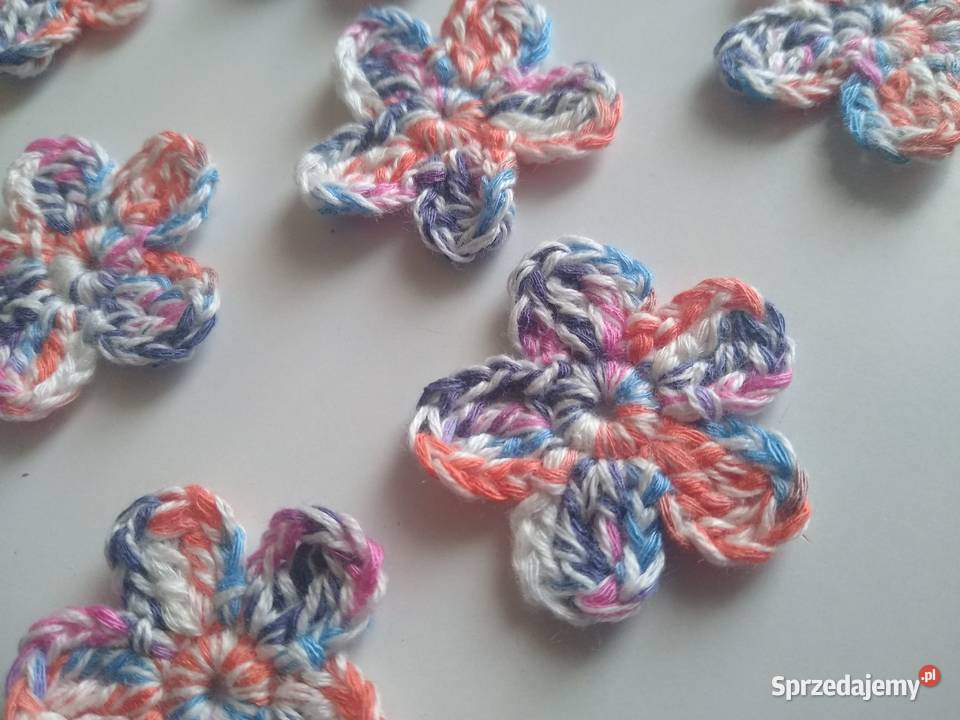 Aplikacje kwiaty kwiatki szydełkowe Handmade Gdańsk
