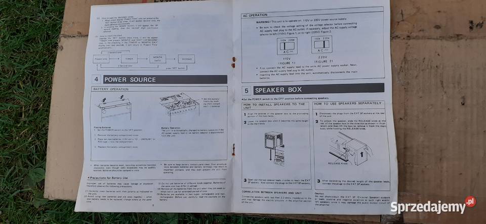 Instrukcja i karton radia Kensonic International Tuszkowo sprzedam