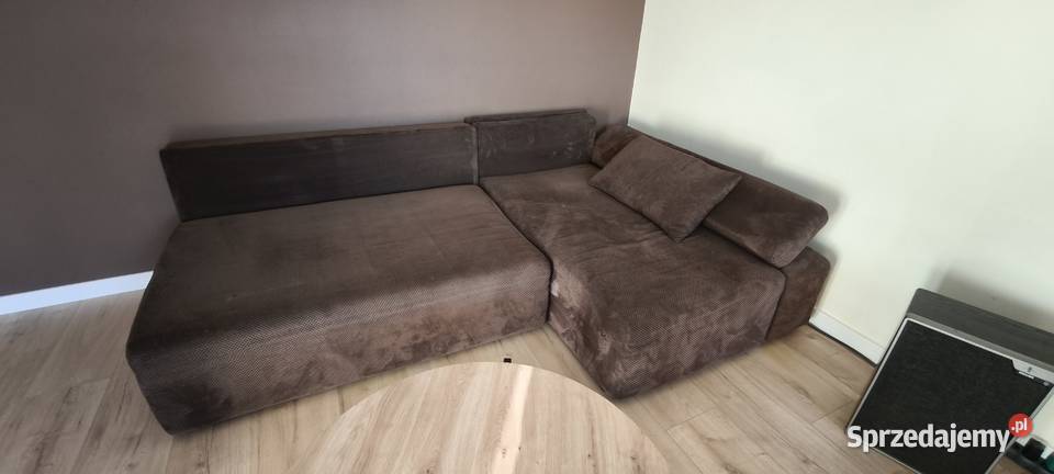 Duży narożnik czekoladowy 240 sztruks funkcja Kraków