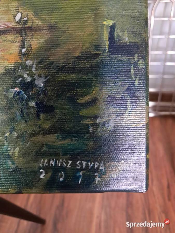 obraz olejny na płótnie 80x60 stary drewniany Sandomierz