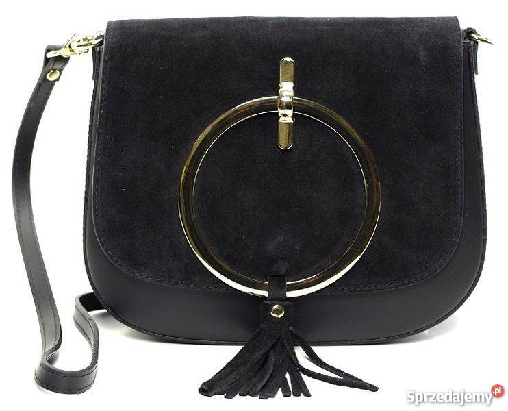 Włoska listonoszka torebka z kołem czarny szary/srebrny podkarpackie Rzeszów sprzedam