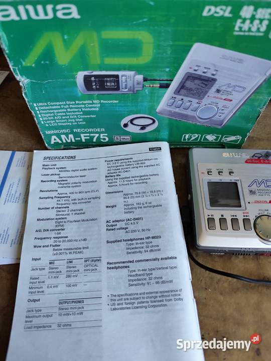 Walkman MD Aiwa AMF75 Odtwarzacze CD i MD zachodniopomorskie Stargard sprzedam