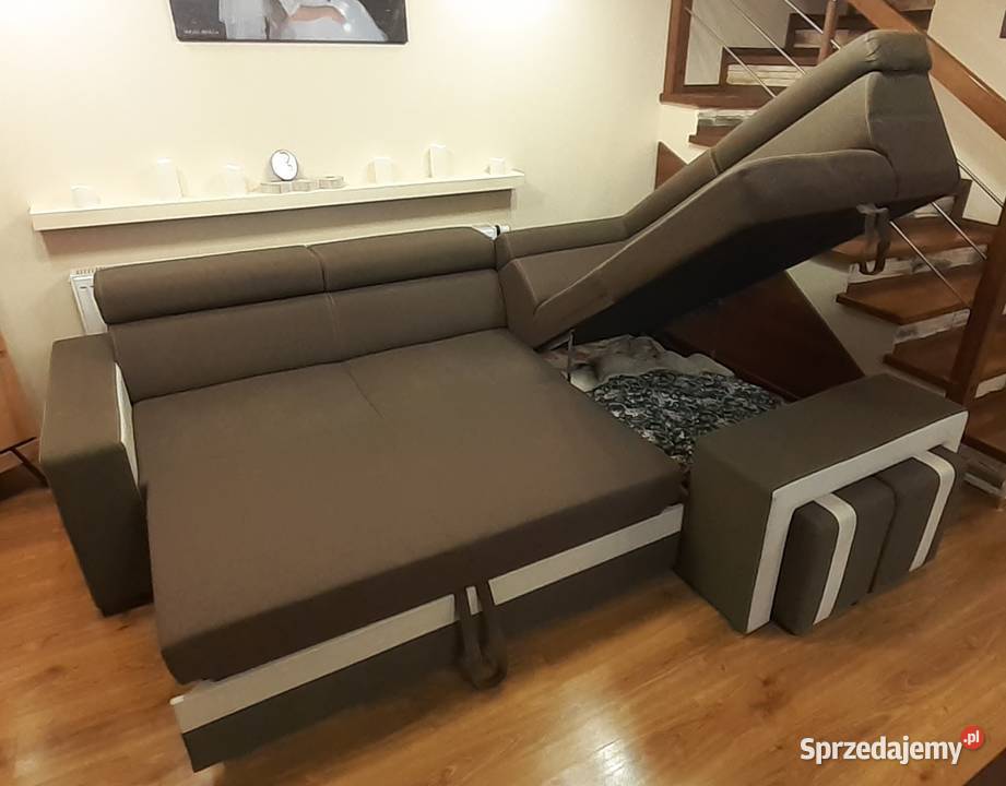 Narożnik 260x196 funkcja spania regulowane 196cm sprzedam