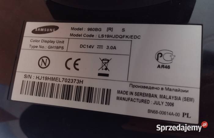 MONITOR SAMSUNG 960BG sprzedam