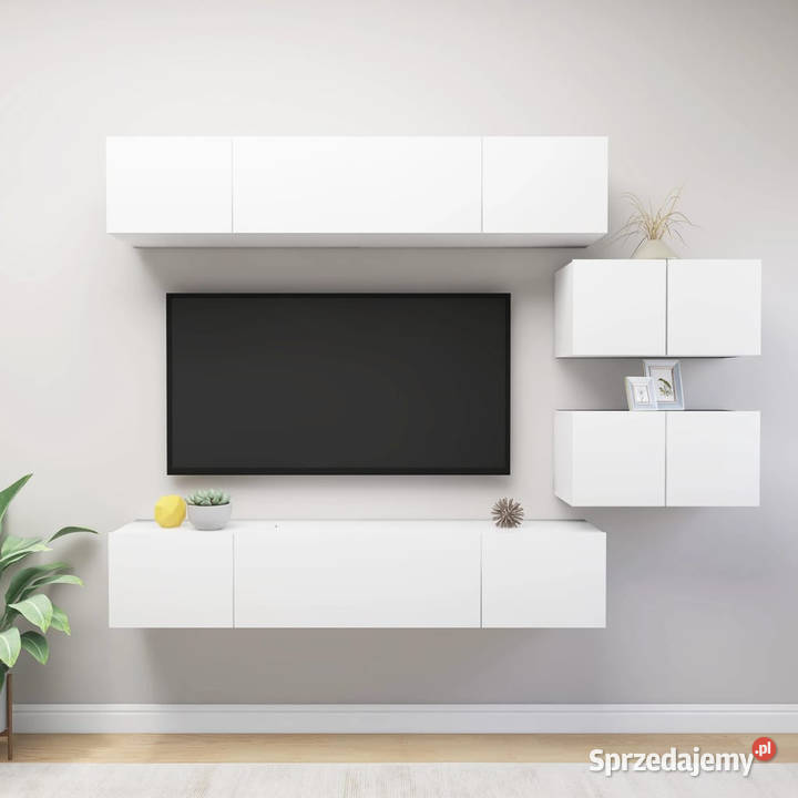 6cz zestaw szafek TV biały materiał RTV Warszawa